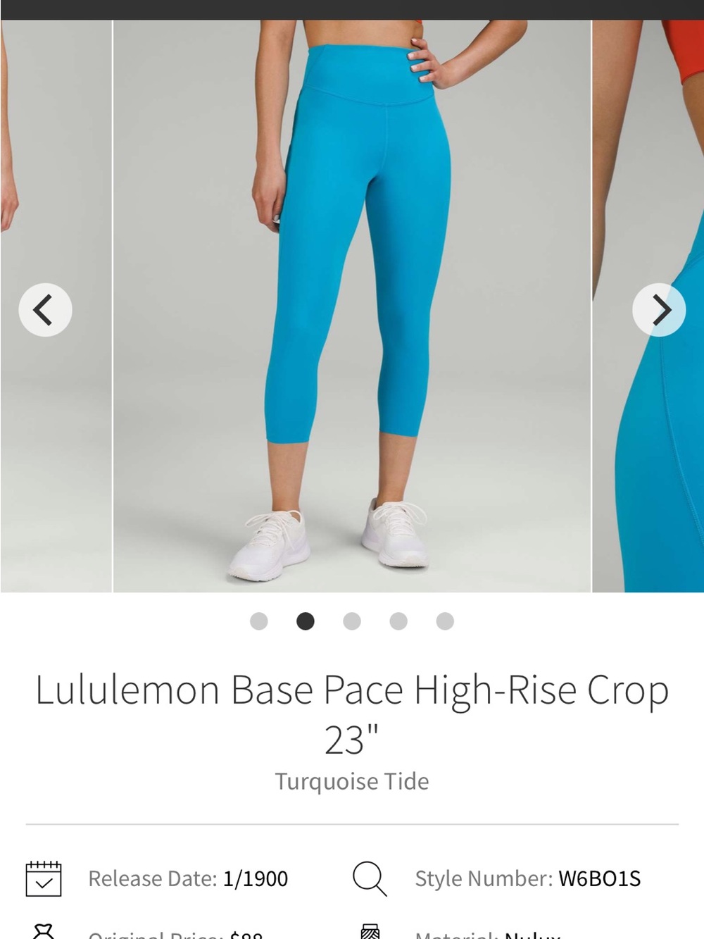 Lululemon Vase Pace High Rise Crop 23”